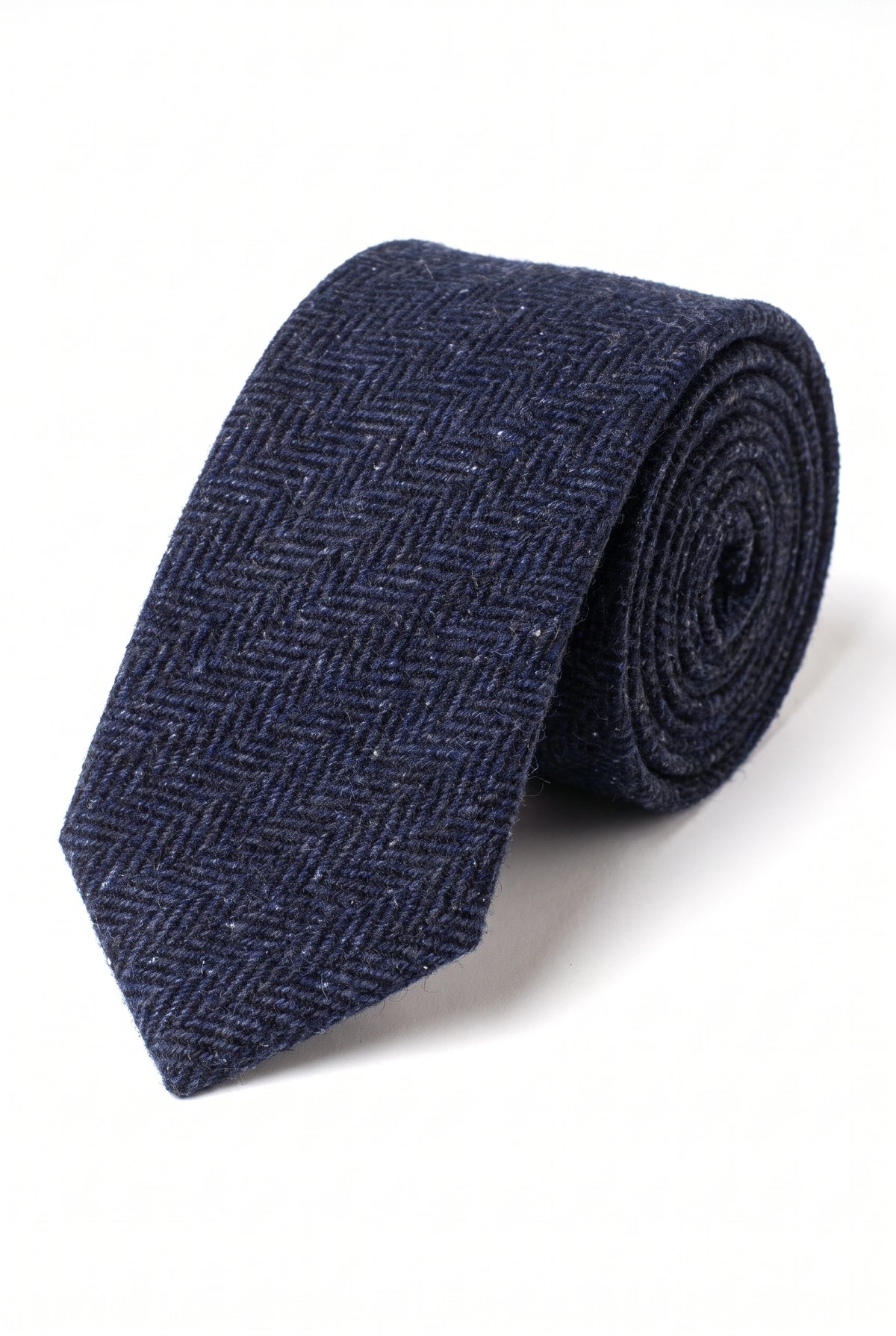 Cravate en tweed de laine mélangée bleu marine pour homme