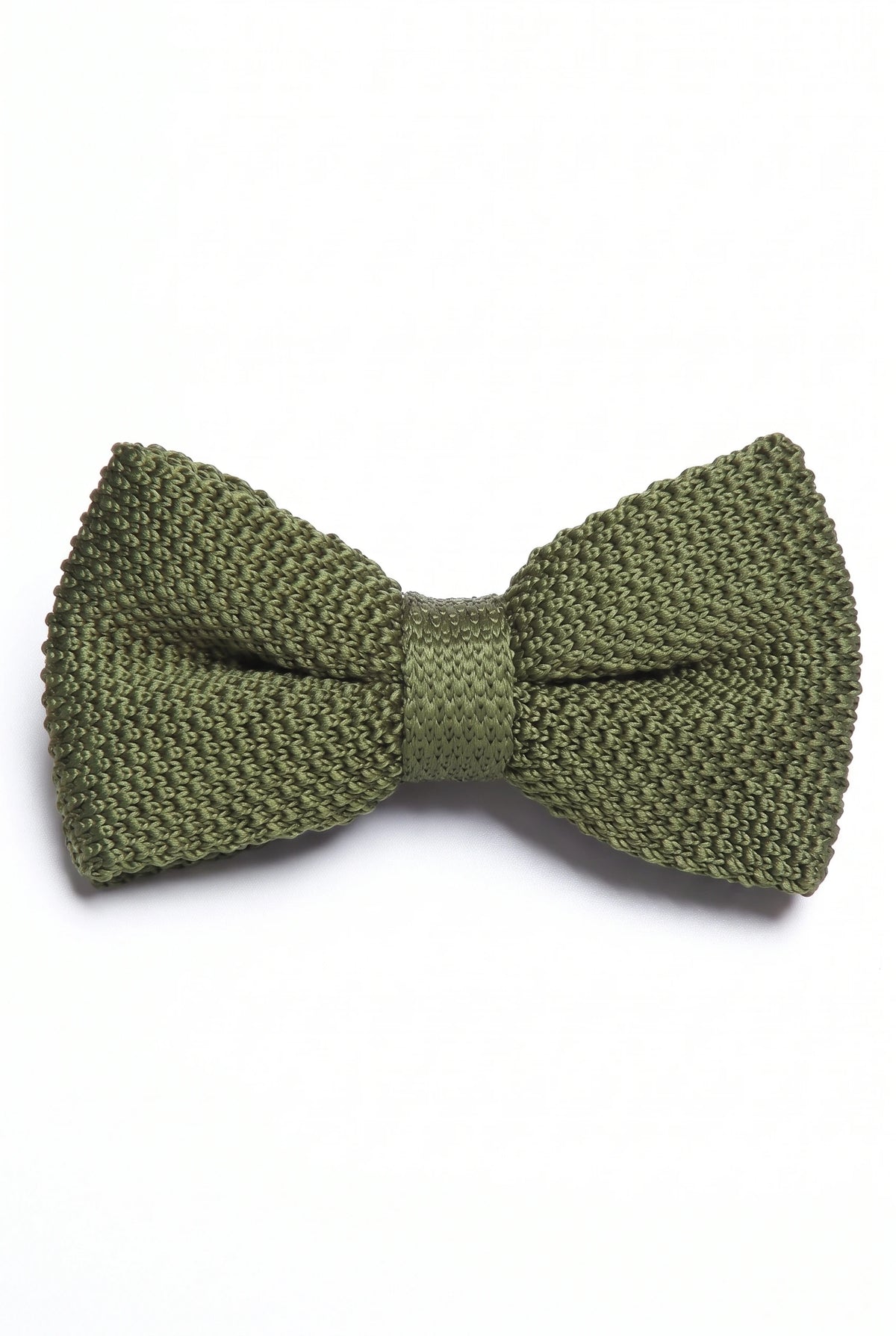 Nœud papillon tricoté vert olive pour homme