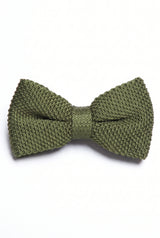 Nœud papillon tricoté vert olive pour homme