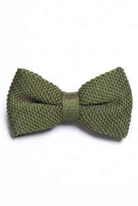 Nœud papillon tricoté vert olive pour homme