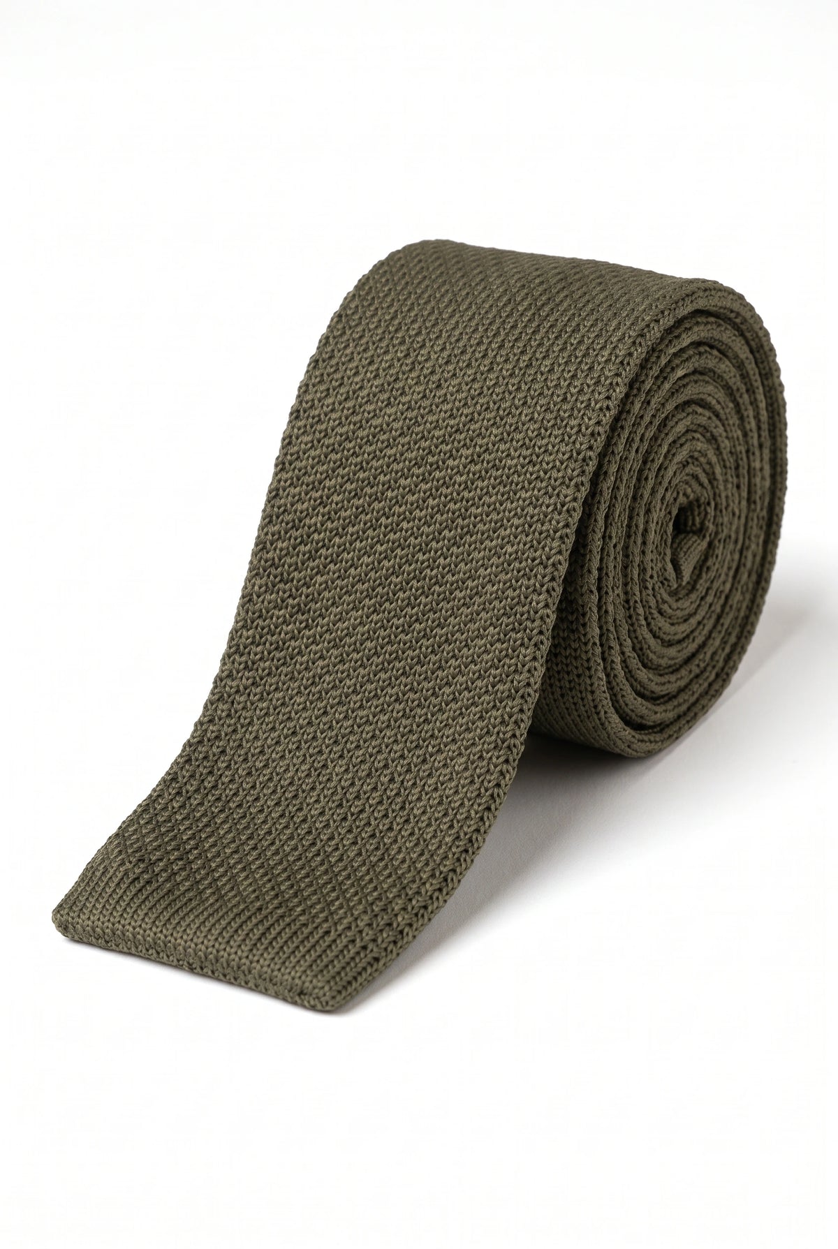 Cravate tricotée vert olive pour homme