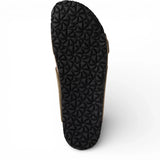 Sandales pantoufles pour hommes en cuir vert olive avec semelle intérieure amovible