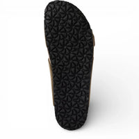 Sandales pantoufles pour hommes en cuir vert olive avec semelle intérieure amovible