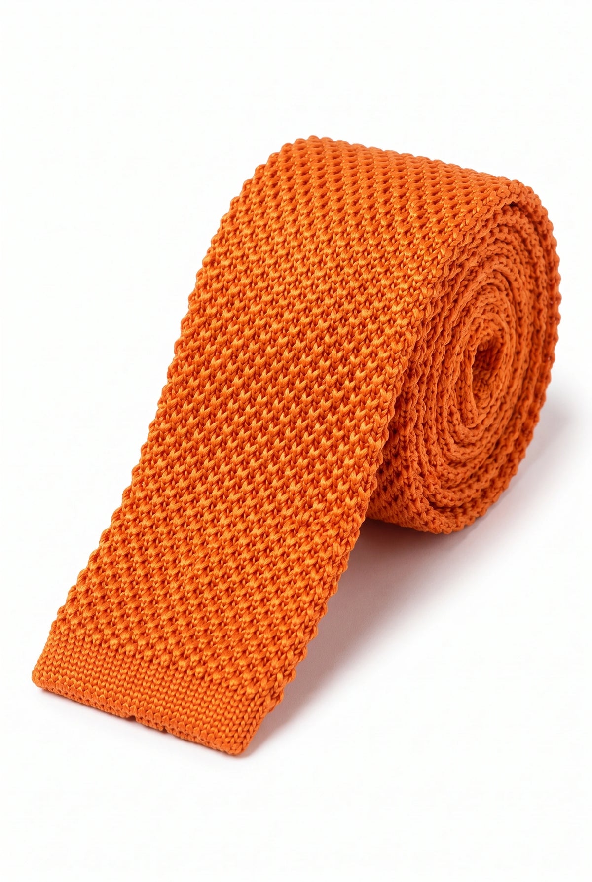 Cravate orange en polyester tricoté pour homme