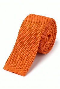 Cravate orange en polyester tricoté pour homme