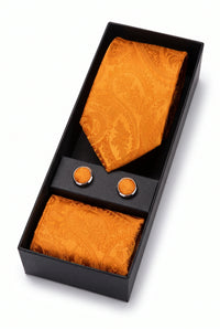 Coffret cadeau cravate orange à motif cachemire pour homme