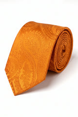 Coffret cadeau cravate orange à motif cachemire pour homme