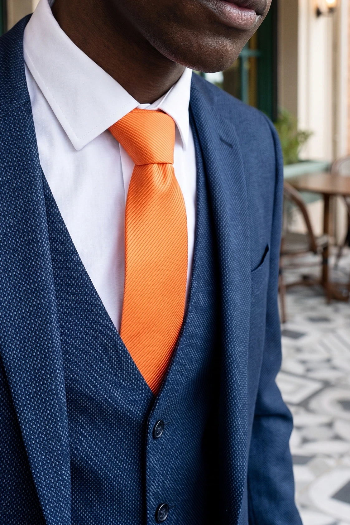 Cravate fine orange et rouge pour homme