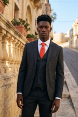 Cravate fine orange et rouge pour homme