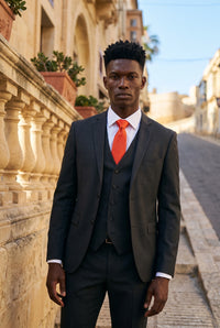 Cravate fine orange et rouge pour homme