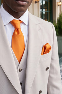 Ensemble de cravate orange pour homme