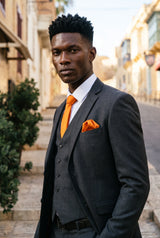 Ensemble de cravate orange pour homme