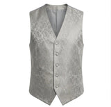 Ensemble trois pièces pour homme à motif cachemire floral : nœud papillon, mouchoir et gilet - Gris