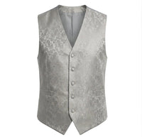 Ensemble trois pièces pour homme à motif cachemire floral : nœud papillon, mouchoir et gilet - Gris