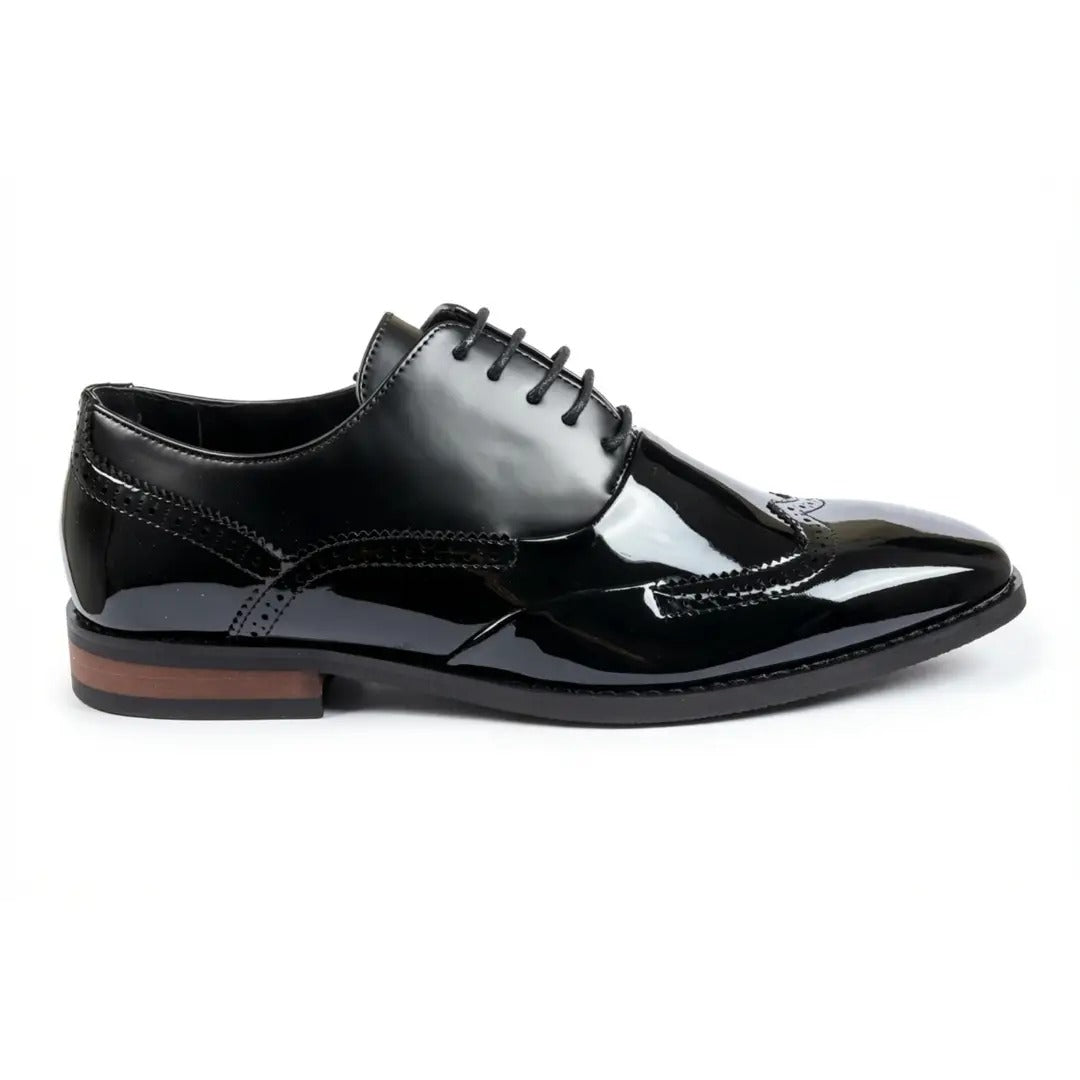 Chaussures Oxford à bout golf en cuir PU verni pour hommes