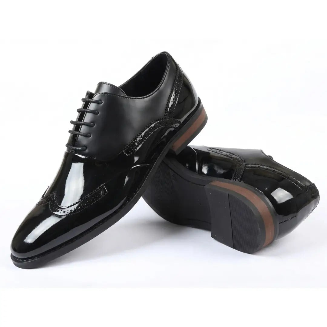 Chaussures Oxford à bout golf en cuir PU verni pour hommes