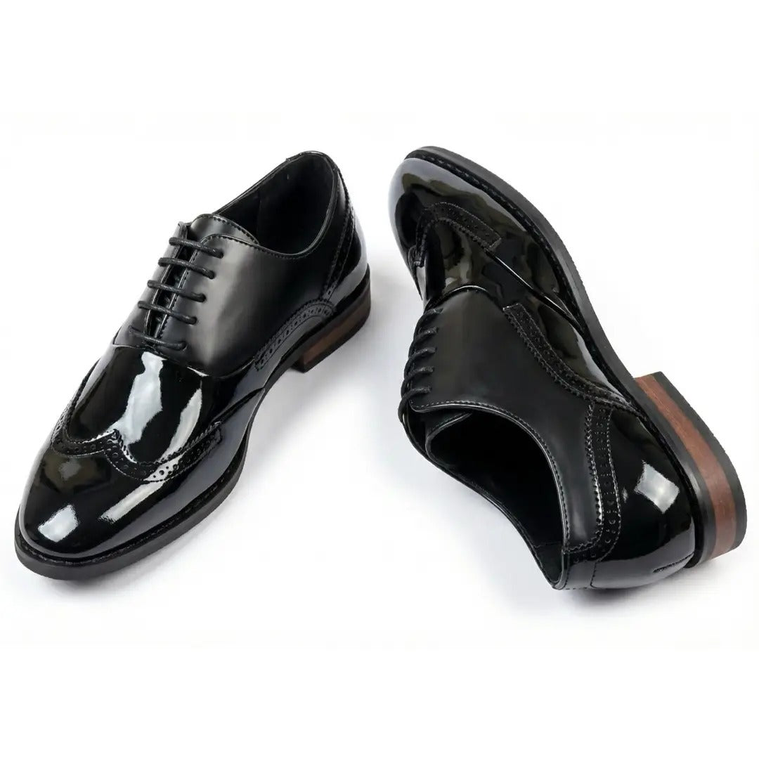 Chaussures Oxford à bout golf en cuir PU verni pour hommes