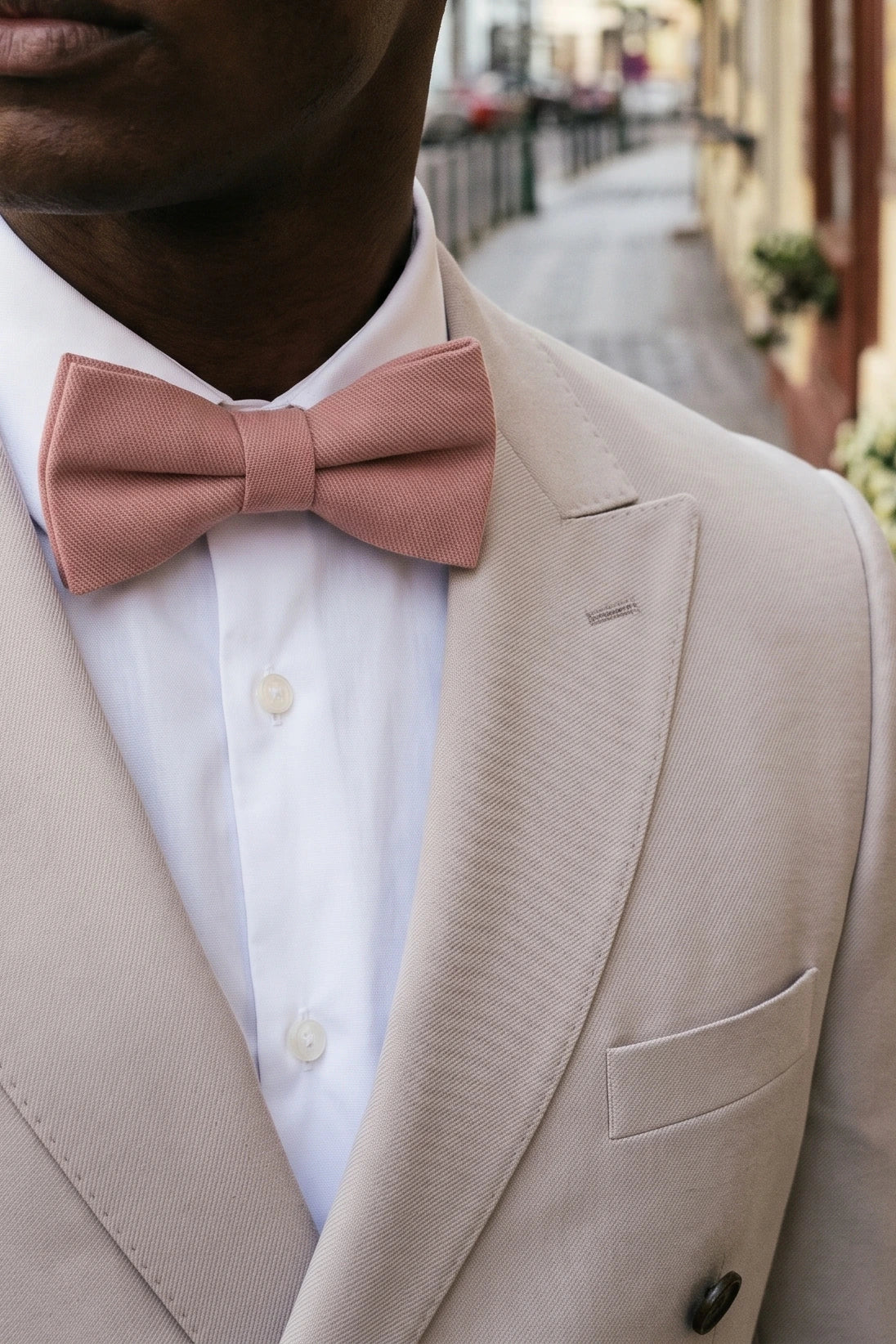 Nœud papillon rose double épaisseur pour homme
