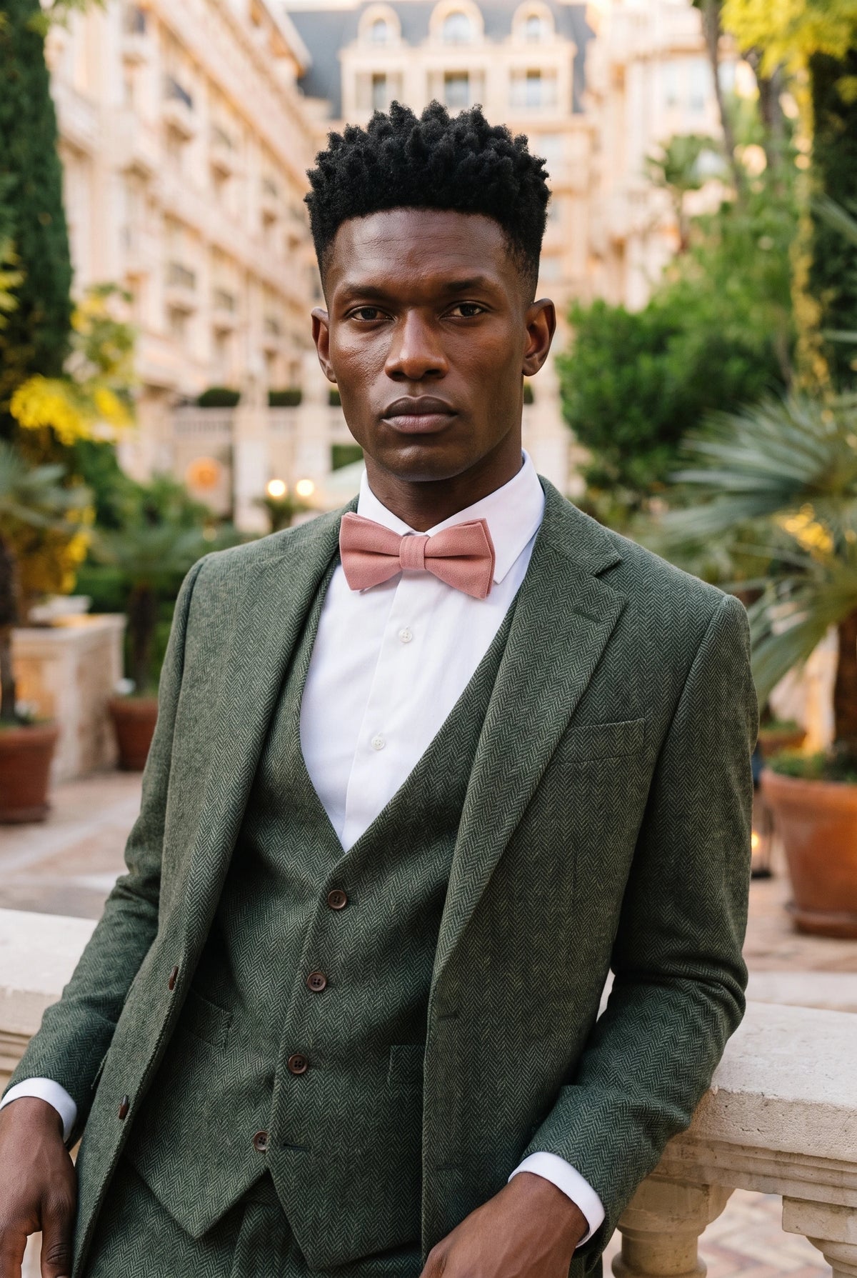 Nœud papillon rose double épaisseur pour homme