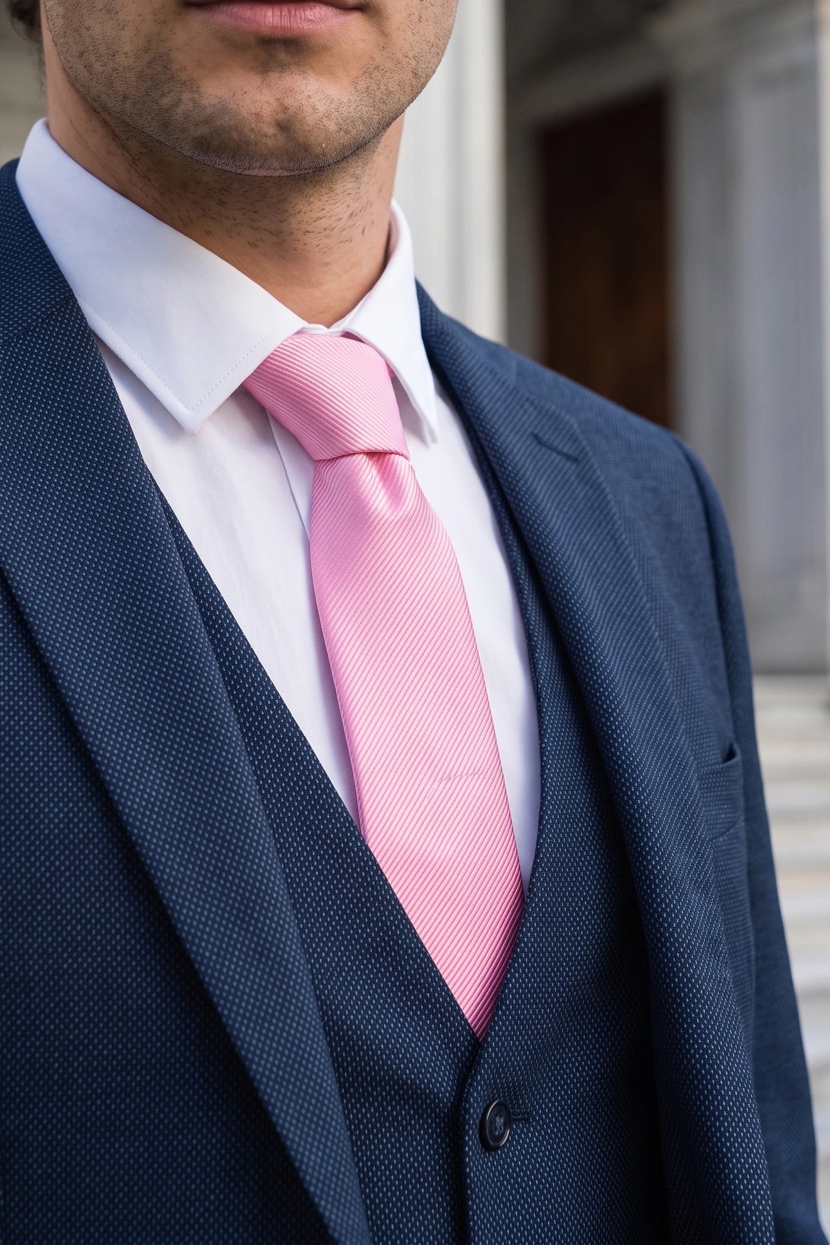 Cravate fine rose unie pour homme, 6 cm