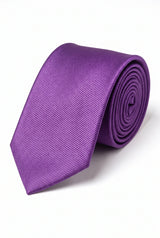 Cravate fine violette unie de 6 cm pour homme