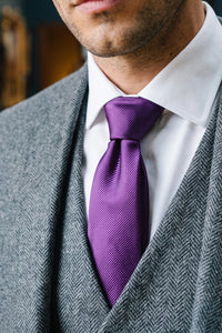 Cravate fine violette unie de 6 cm pour homme