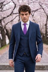 Cravate fine violette unie de 6 cm pour homme