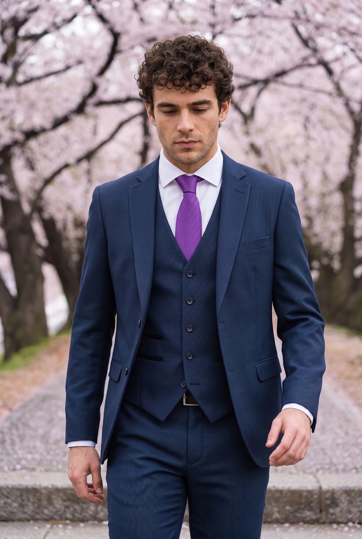 Cravate fine violette unie de 6 cm pour homme