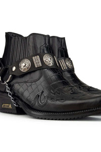 Mens Real Leather Cowboy Boots with Cuban Heel