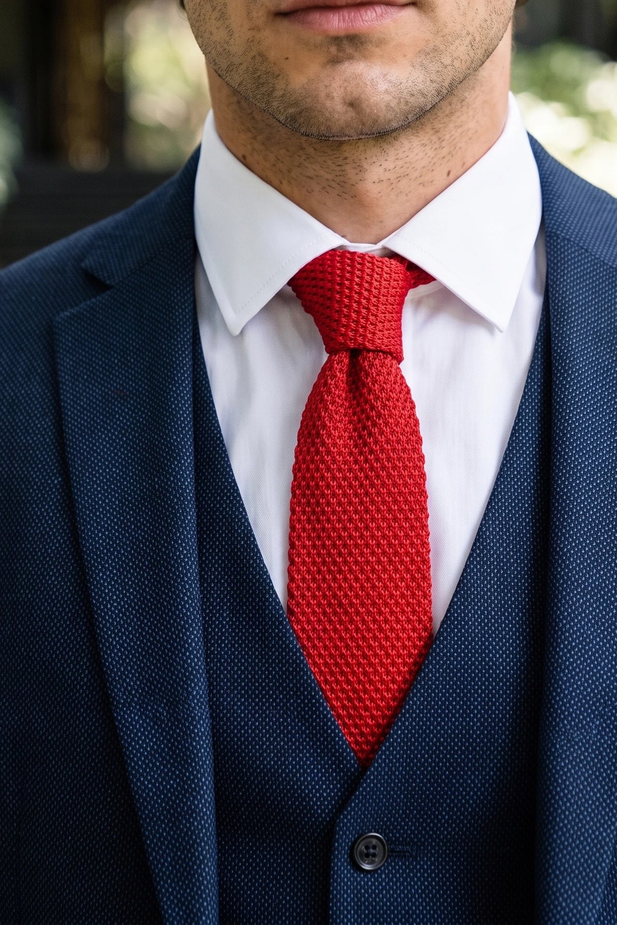 Cravate rouge tricotée pour homme