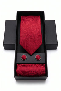 Coffret cadeau cravate rouge à motif cachemire pour homme