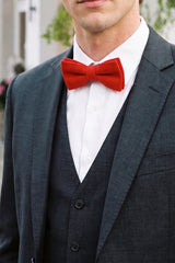 Nœud papillon en tweed rouge pour homme