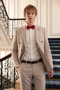 Nœud papillon en tweed rouge pour homme