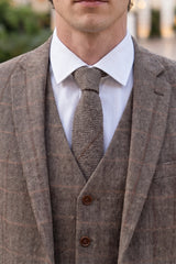 Cravate en tweed rouge mélangé laine pour homme