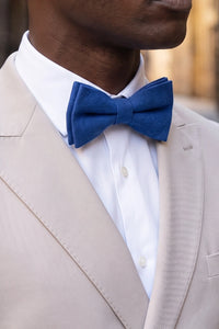 Nœud papillon double épaisseur bleu roi pour homme