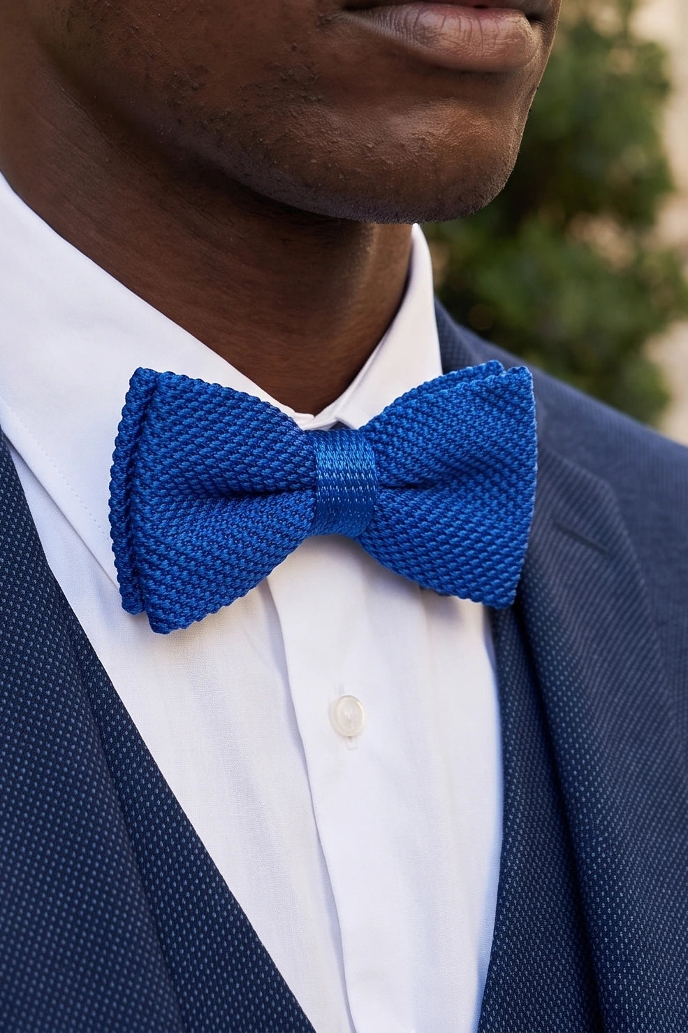 Nœud papillon tricoté bleu roi pour homme