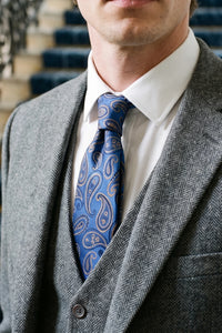 Cravate bleu roi à motif cachemire pour homme