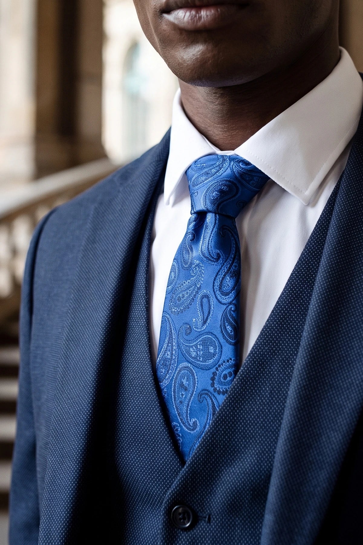 Cravate bleu roi à motifs cachemire pour homme