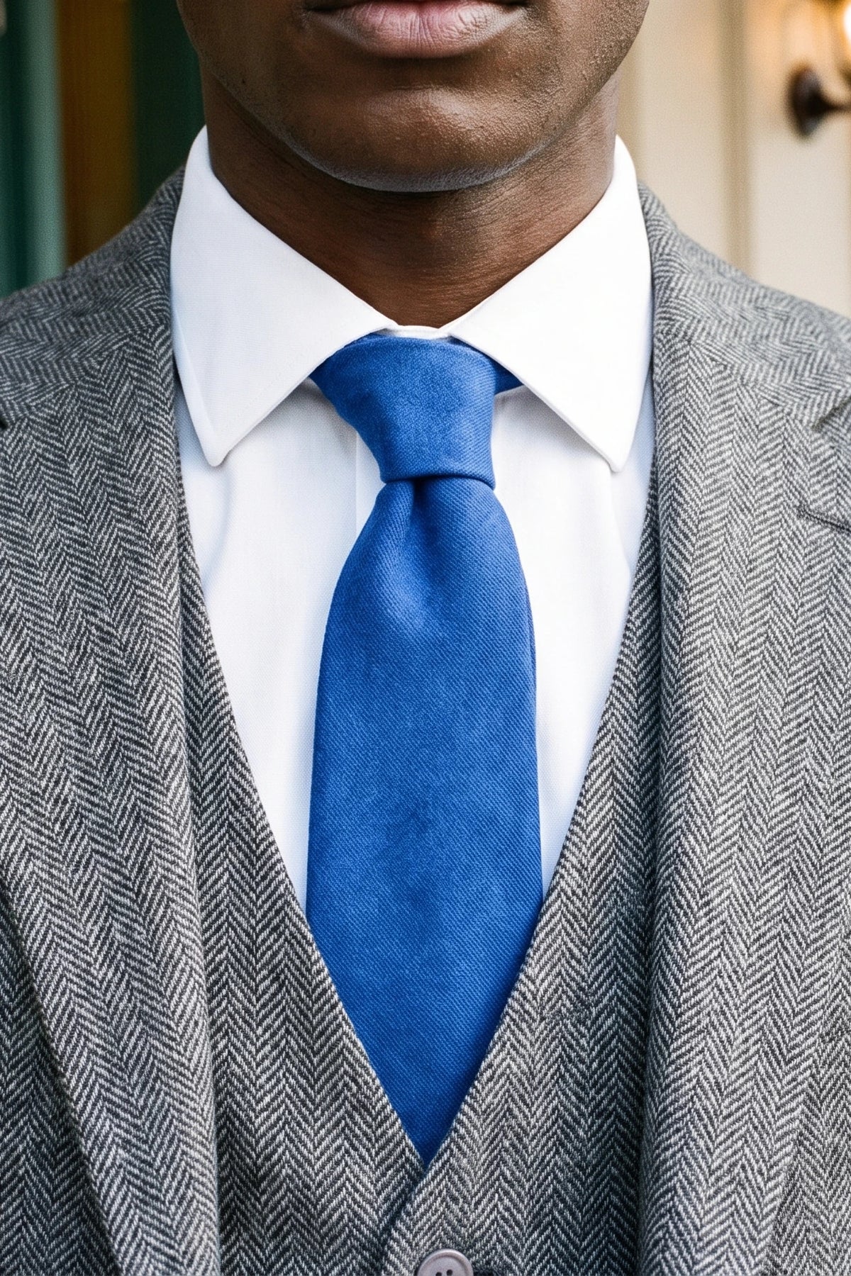 Cravate pour homme bleu roi en daim