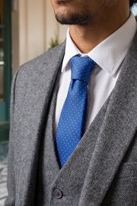 Cravate tissée texturée bleu roi pour homme