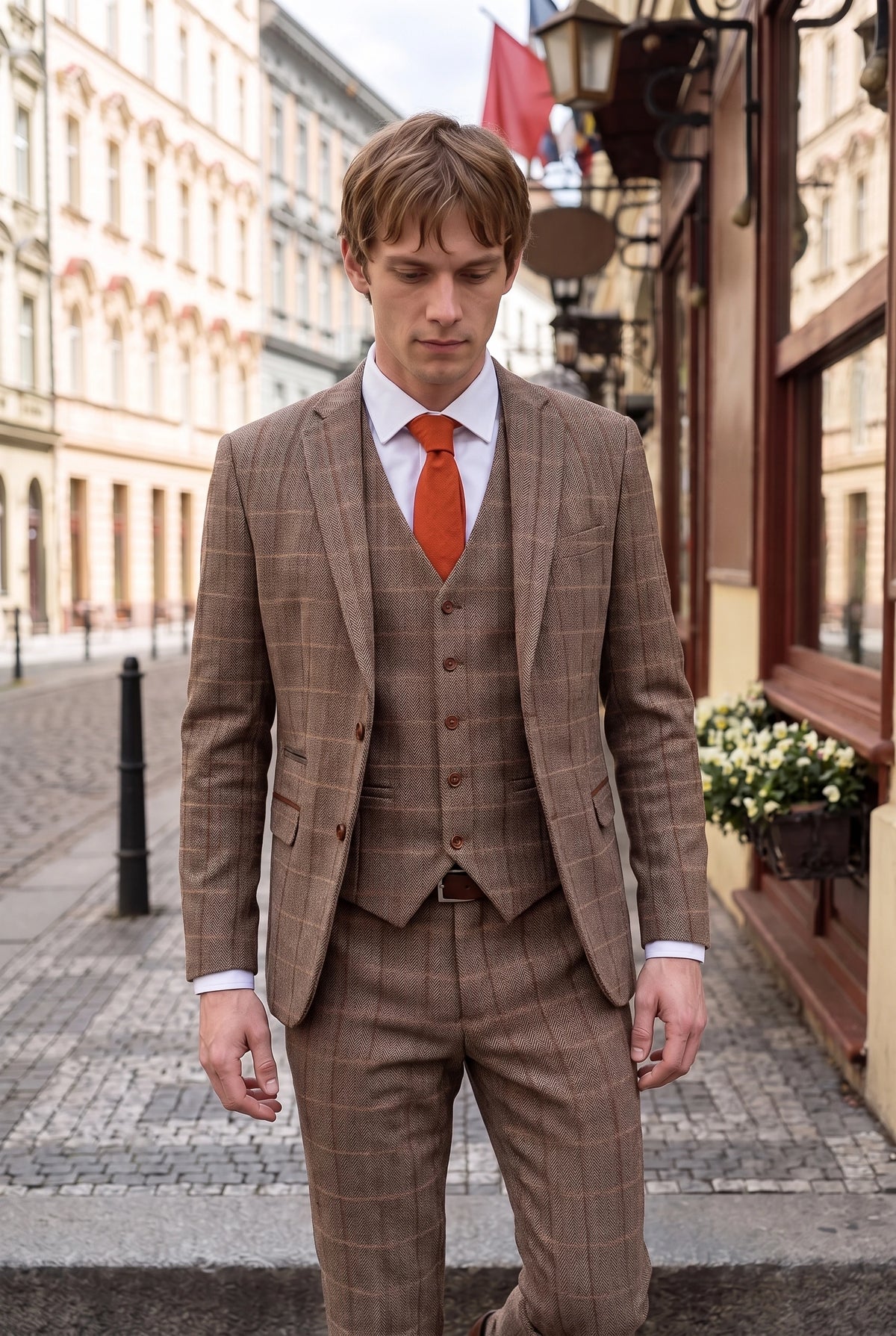 Cravate pour homme en daim rouille