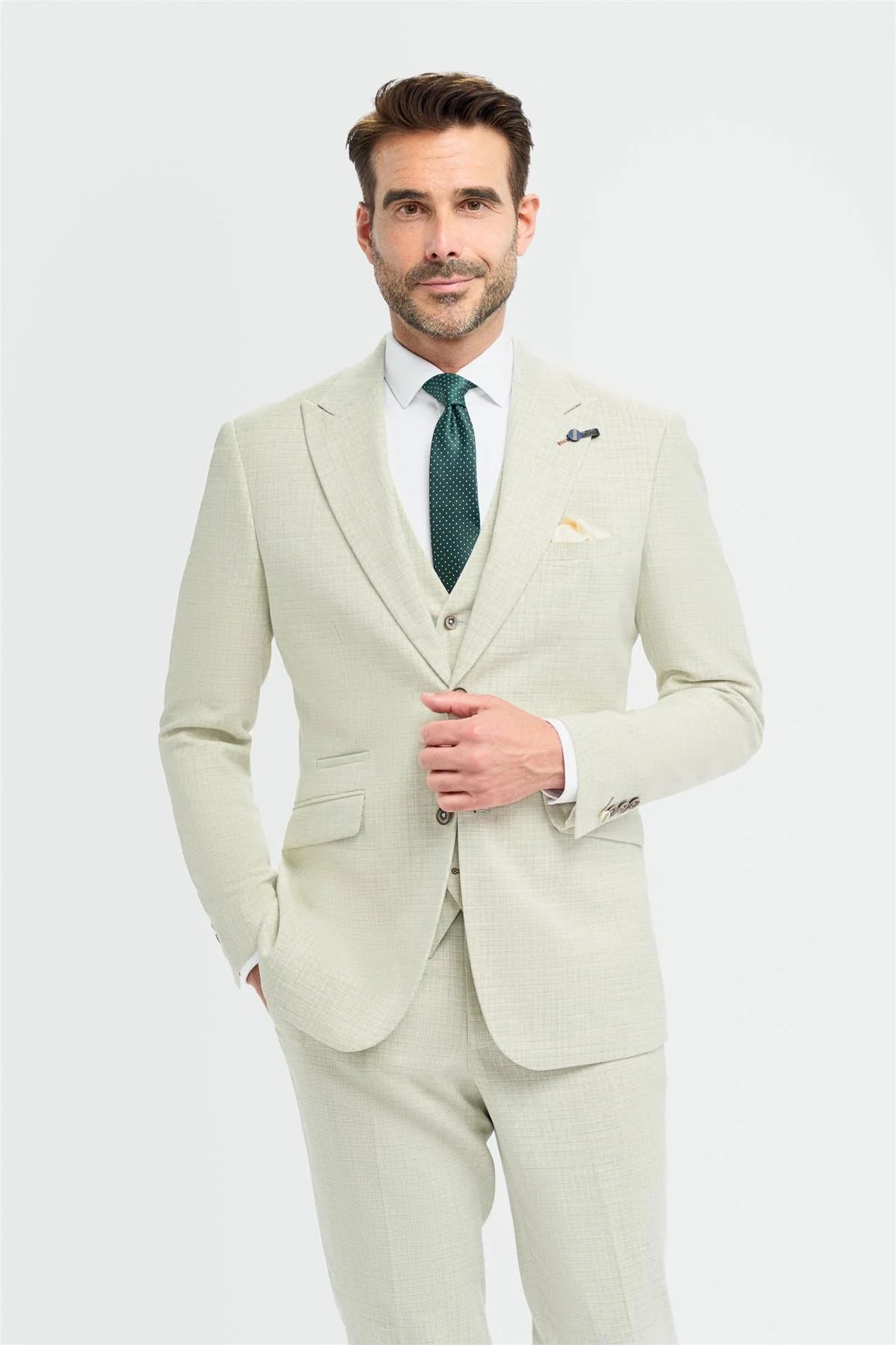 Blazer vert sauge pour homme, coupe ajustée