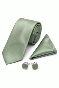 Ensemble de cravate vert sauge pour homme