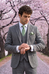 Ensemble de cravate vert sauge pour homme