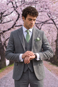 Ensemble de cravate vert sauge pour homme