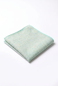 Pochette de costume pour homme en tweed vert sauge mélangé laine
