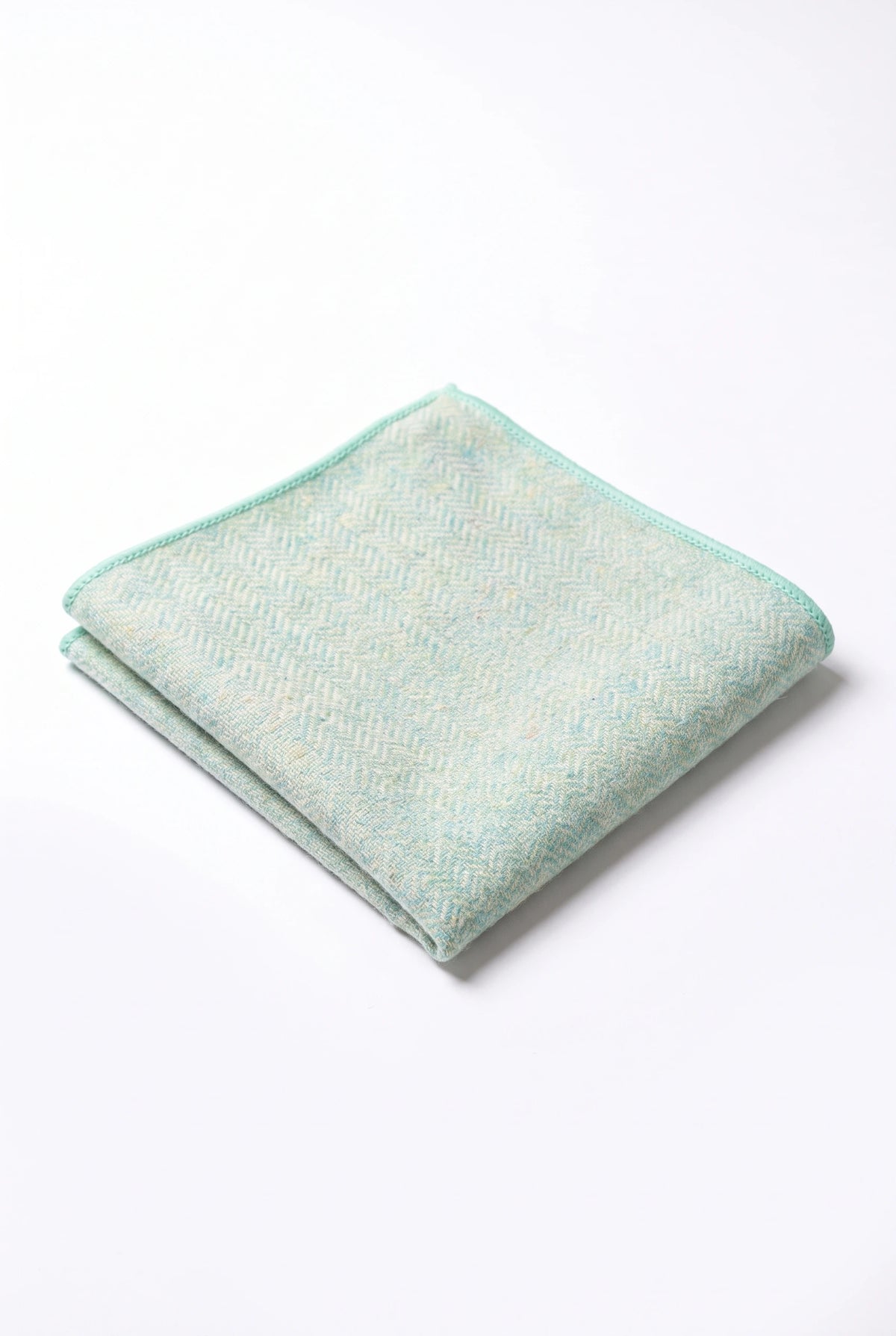 Pochette de costume pour homme en tweed vert sauge mélangé laine