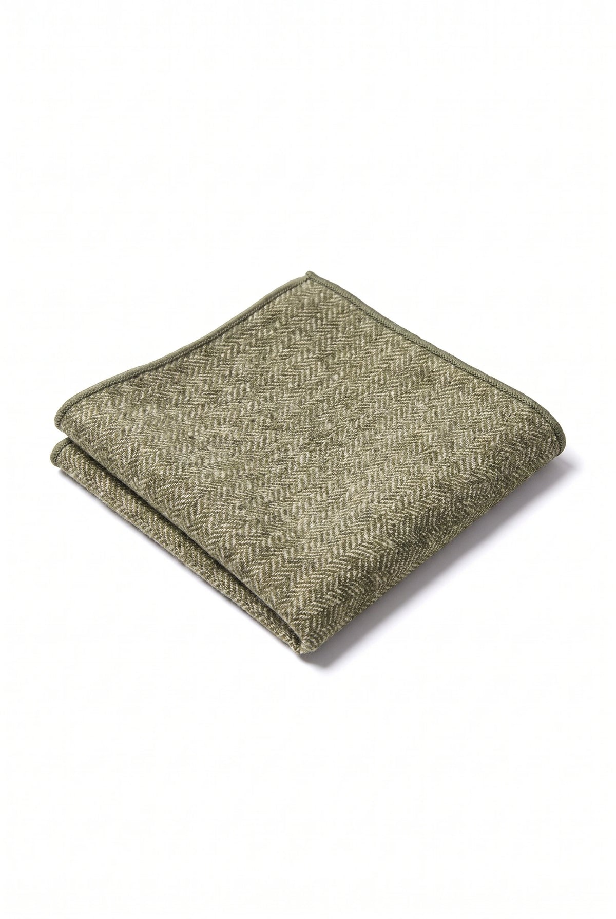 Pochette de costume pour homme en tweed vert sauge mélangé laine