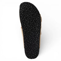 Sandales pantoufles pour hommes en cuir beige sable, à enfiler.