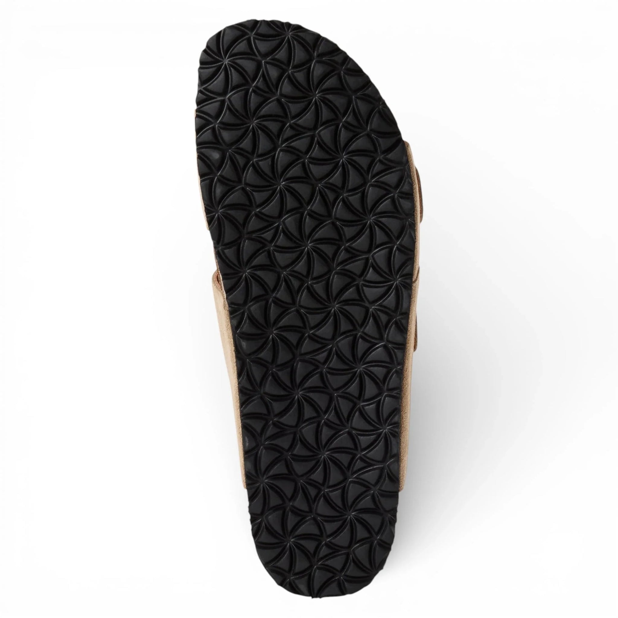 Sandales pantoufles pour hommes en cuir beige sable, à enfiler.